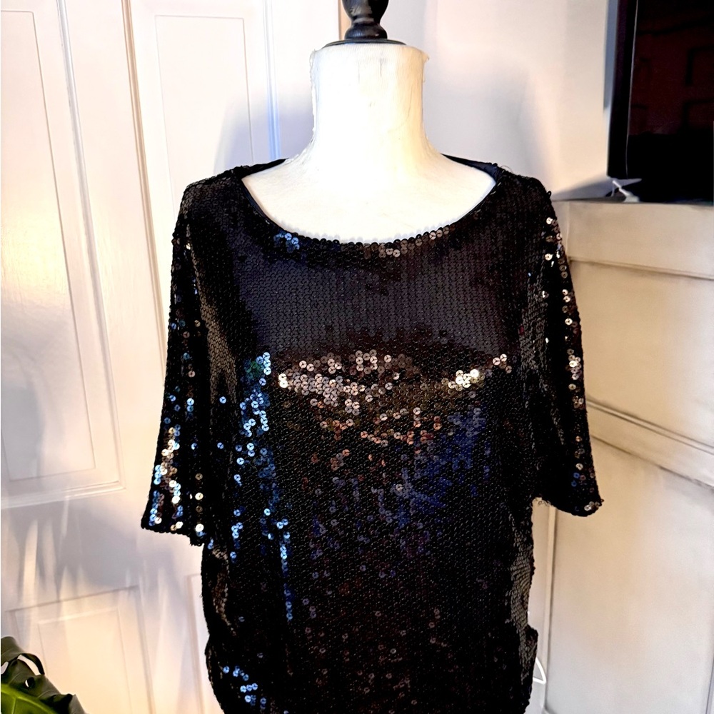 WD.NY Black Sequin Blouse